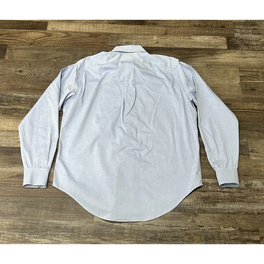 Polo Ralph‎ Lauren Mens Button Up Shirt Blue Size 15.5 34/35 No Iron Down